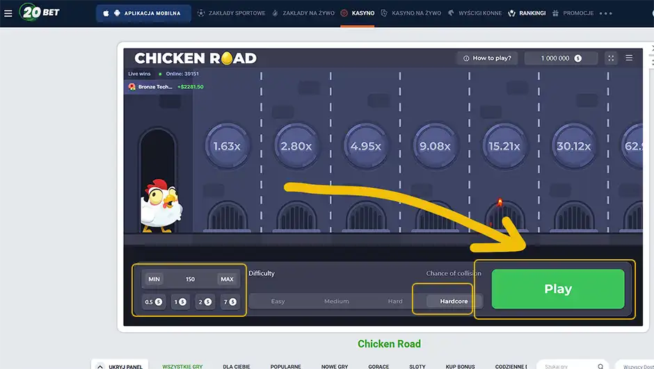 Gdzie grać w 20Bet Chicken Road online