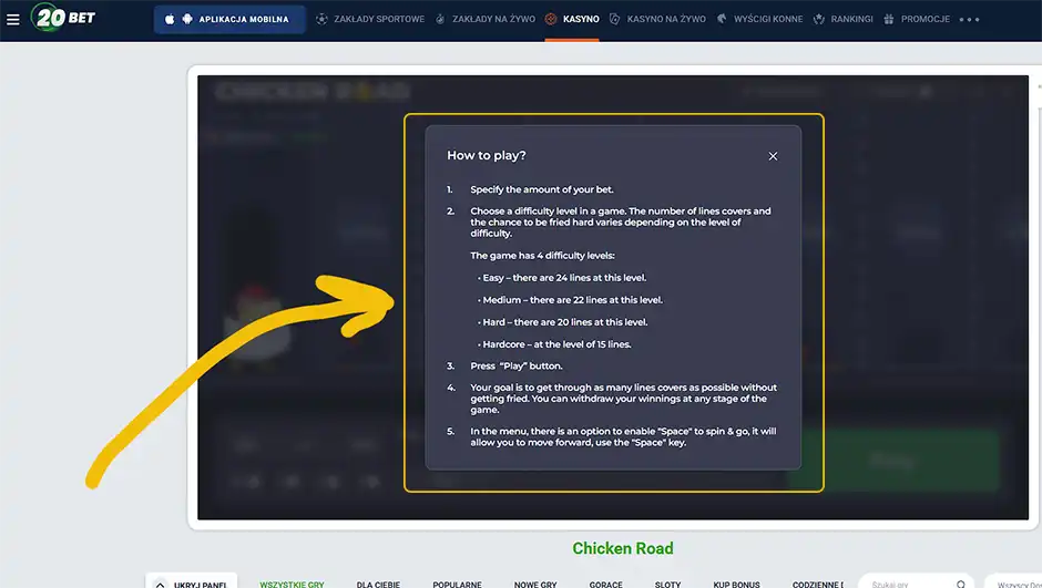 Jak grać w 20Bet Chicken Road: instrukcja krok po kroku