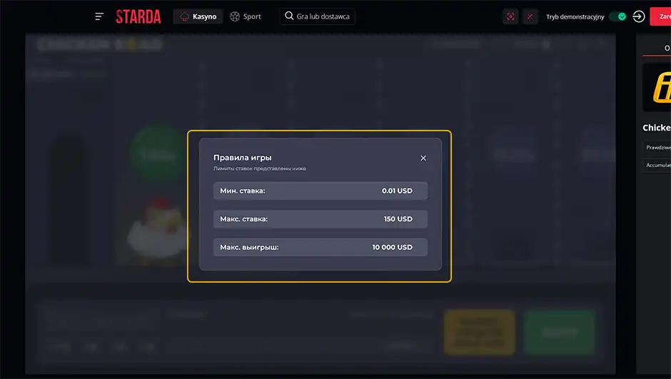 Starda Casino Chicken Road Limity zakładów i wypłaty