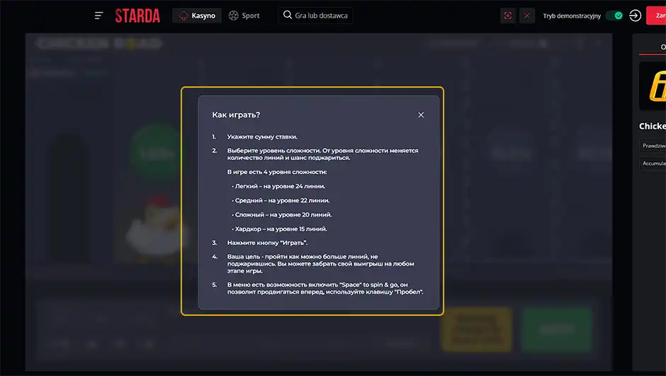 Jak grać w Chicken Road na Starda Casino