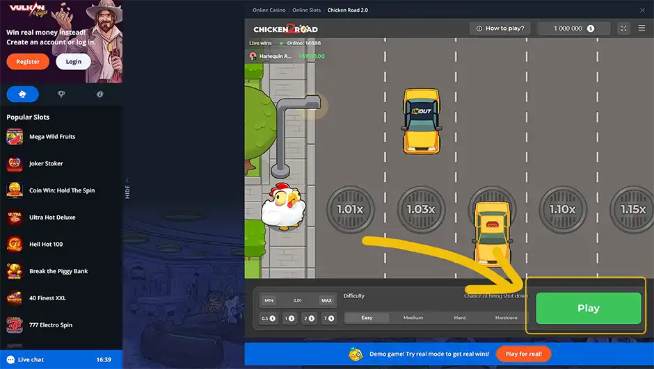 VulkanVegas Chicken Road 2 gra